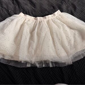 Forever 21 Ivory Tulle Skirt with Silver Dots